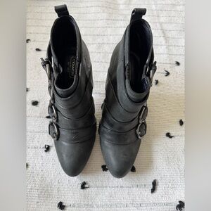 Coach Dark Gray Leather Ankle Booties